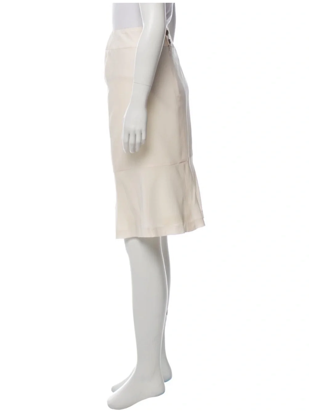 CHANEL Cream Midi A-Line Skirt, size 42